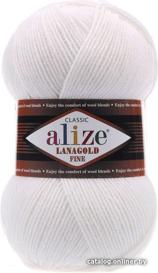 

Пряжа для вязания Alize Lanagold Fine 55 (390м, белый)