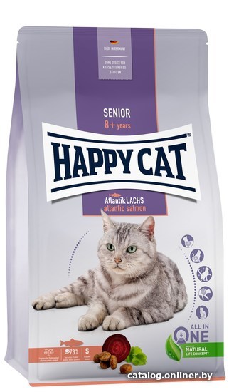 

Сухой корм для кошек Happy Cat Senior Atlantik-Lachs Лосось 1.3 кг