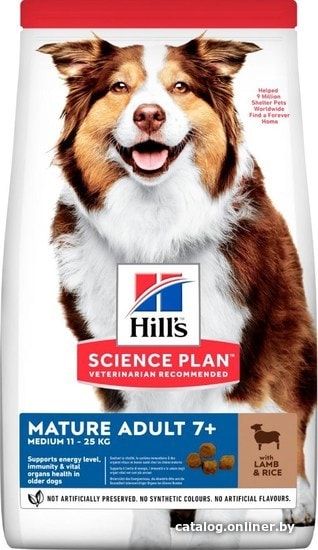 

Сухой корм для собак Hill's Science Plan Medium Mature Adult 7+ Lamb & Rice 12 кг