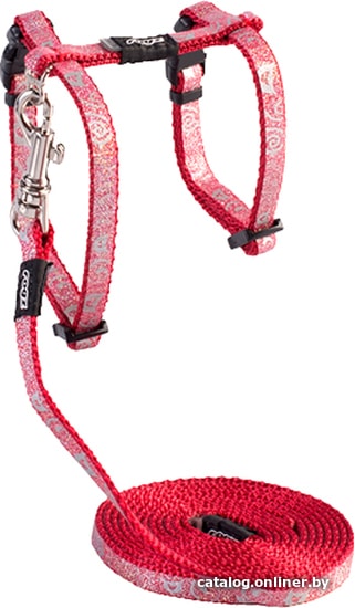 

Шлея с поводком Rogz Sparklecat XS RCLJ252C (красный)