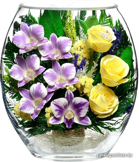 

Цветы, букеты Natural Flower Products Композиция из фиолетово-белых орхидей и белых роз LYT-06