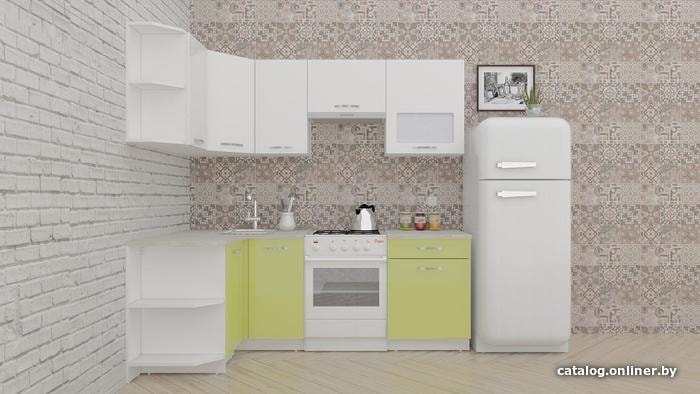 

Готовая кухня ВерсоМебель ЭкоЛайт-6 1.2x2.2 правая (белый/лайм)