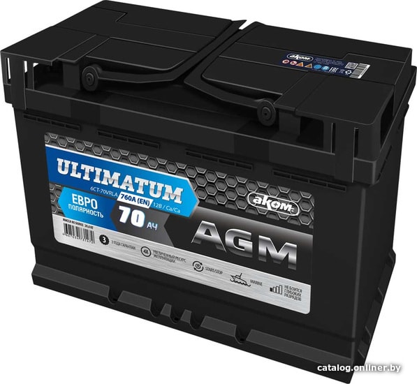 

Автомобильный аккумулятор AKOM Ultimatum AGM R (70 А·ч)
