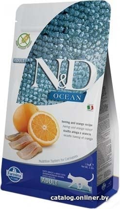 

Сухой корм для кошек Farmina N&D GF Ocean Cat Herring & Orange (Сельдь с апельсином) 300 г