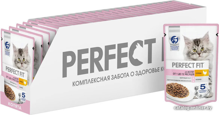 

Пресервы Perfect Fit Junior для котят от 1 до 12 месяцев с курицей в соусе 24x75 г