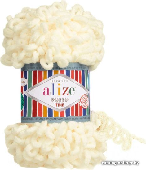 

Пряжа для вязания Alize Puffy fine 62 100 г 14.5 м (кремовый)