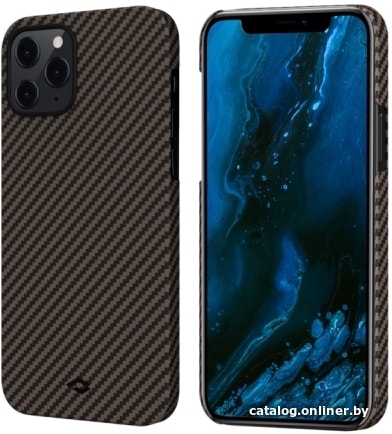 

Чехол для телефона Pitaka MagEZ для iPhone 12 Pro (twill, черный/золотистый)