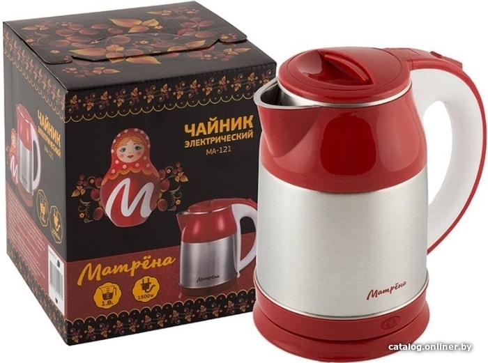 

Электрический чайник Матрена MA-121 (стальной/красный)