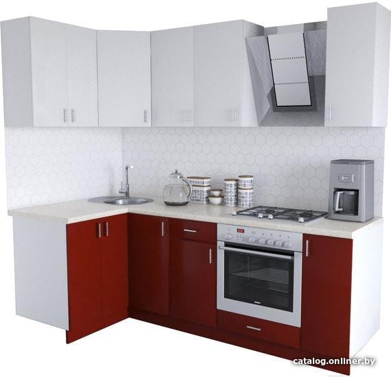 

Готовая кухня Хоум Лайн Кристалл Люкс 1200х2300 угловой (бургундский глянец/белый)