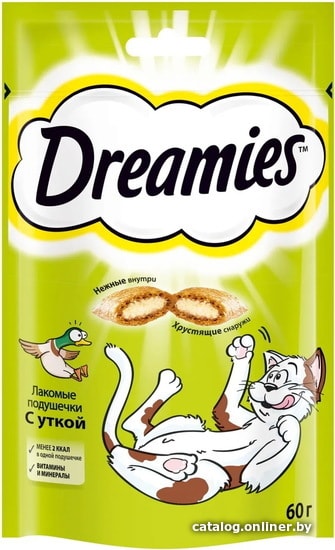 

Лакомство для кошек Dreamies лакомые подушечки с уткой 60 г