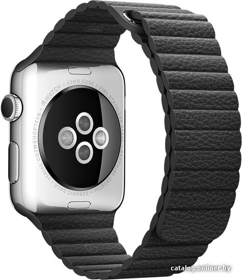

Ремешок Apple кожаный 42 мм (черный, размер L) [MJY62]
