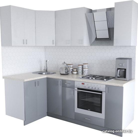 

Готовая кухня Хоум Лайн Кристалл Люкс 1200х2200 угловой (серый/белый)