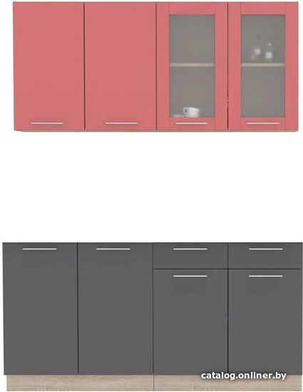 

Готовая кухня Интерлиния Мила 16 без столешницы (красный/антрацит)