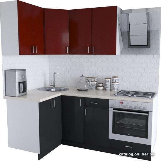 

Готовая кухня Хоум Лайн Кристалл Люкс 1200x2000 угловой (черный глянец/бургундский гл.)