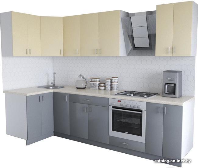 

Готовая кухня Хоум Лайн Кристалл Люкс 1200х2900 угловой (серый/ваниль глянец)