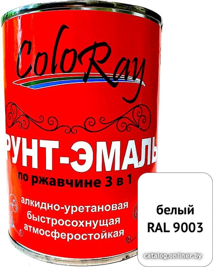 

Грунт-эмаль ColoRay 3 в 1 белый (0.9 кг)