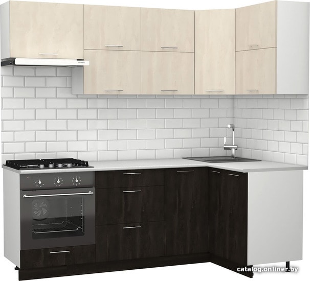 

Готовая кухня S-Company Клео крафт 1.2x2.2 правая (угольный камень/шелковый камень)