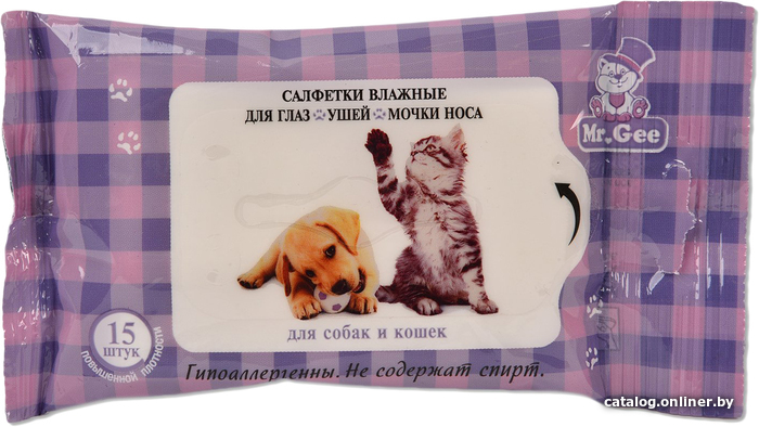 

Влажные салфетки Mr.Gee для глаз, ушей и мочки носа (15 шт)