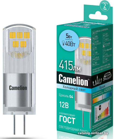 

Светодиодная лампочка Camelion LED5-G4-JC-NF/830/G4