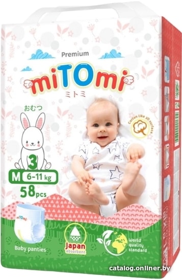 

Трусики-подгузники MiTomi Premium M (58 шт)