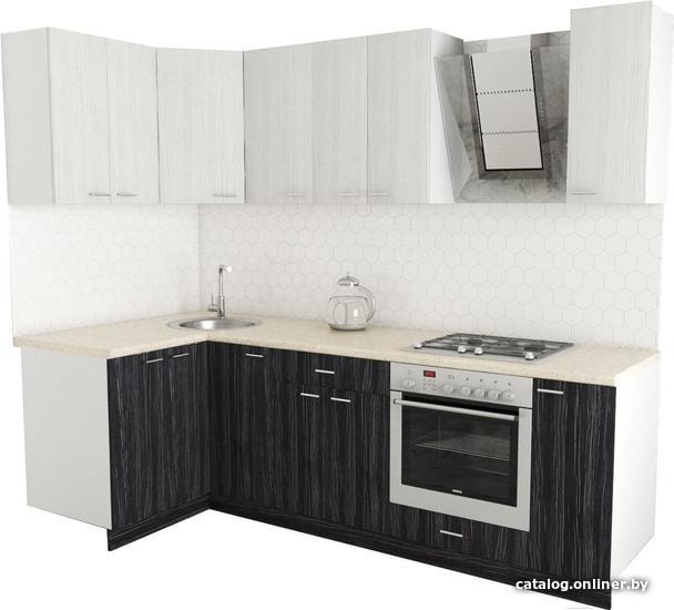 

Готовая кухня Хоум Лайн Луиза Люкс 1200x2500 угловой (древесина графит/древесина белая)