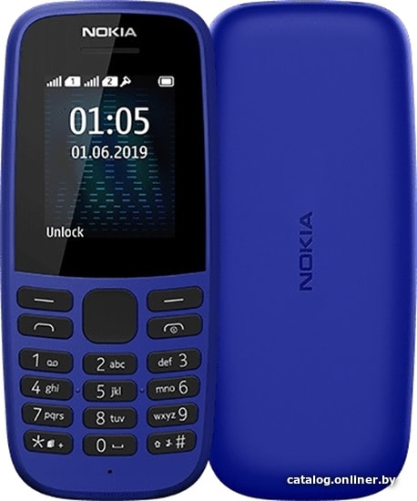 

Кнопочный телефон Nokia 105 (2019) TA-1174 (синий)