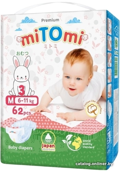 

Подгузники MiTomi Premium M (62 шт)