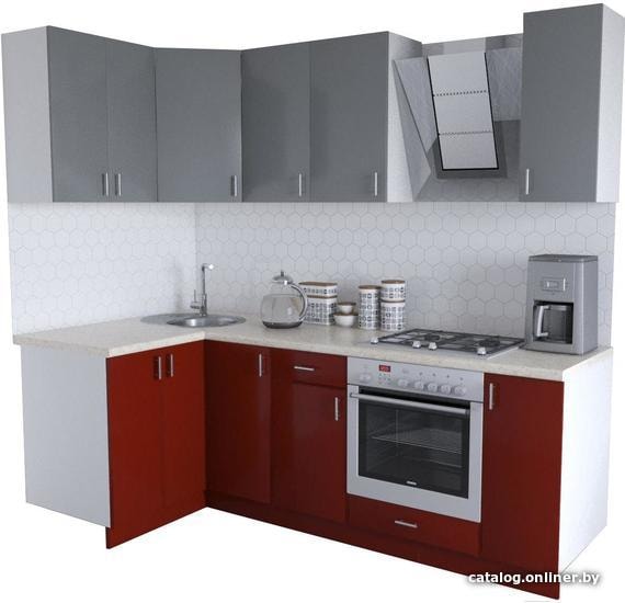 

Готовая кухня Хоум Лайн Кристалл Люкс 1200х2300 угловой (бургундский/серый пыльный)