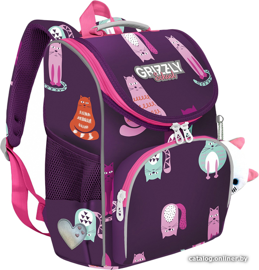 

Школьный рюкзак Grizzly RAm-284-8/1 (котики фиолетовые)