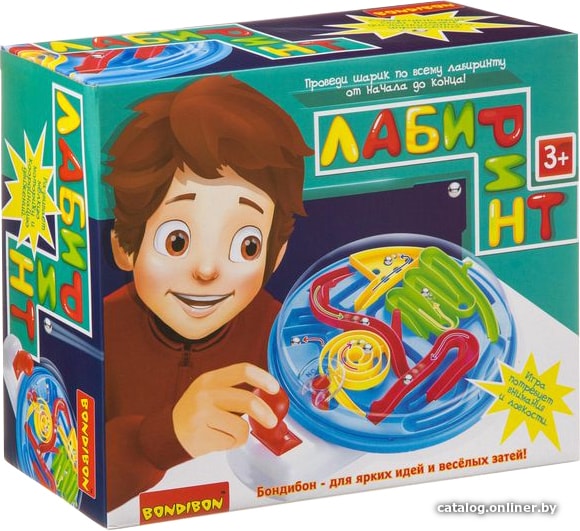 

Настольная игра Bondibon Лабиринт с джойстиком круглый голубой ВВ3819
