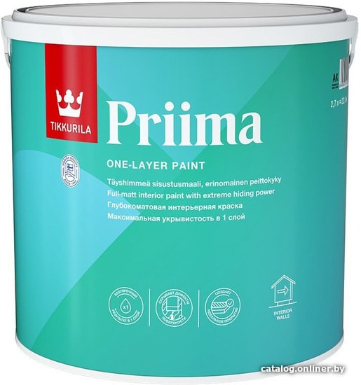 

Краска Tikkurila Priima 0.9 л (база АК, глубокоматовая)