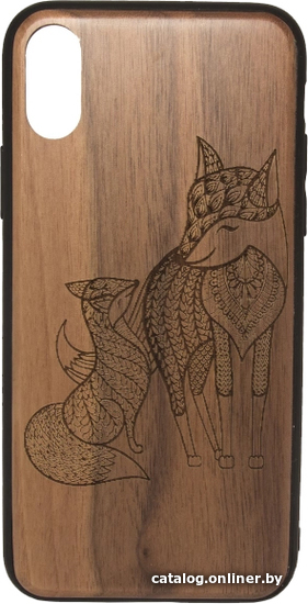 

Чехол для телефона Case Wood для Apple iPhone X (грецкий орех, лис)