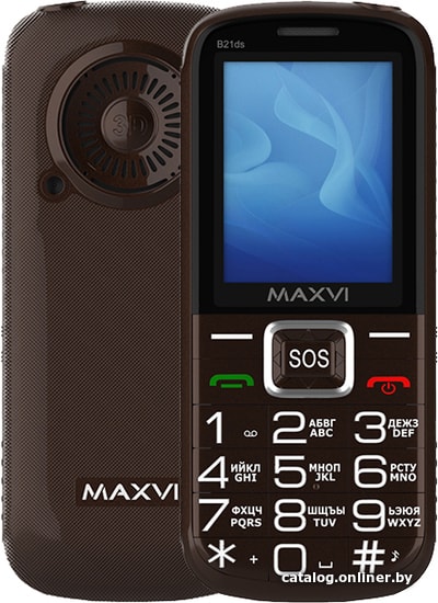 

Кнопочный телефон Maxvi B21ds (коричневый)