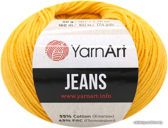 

Пряжа для вязания Yarnart Jeans акрил 45%, хлопок 55% 35 50 г (160 м, желтый)