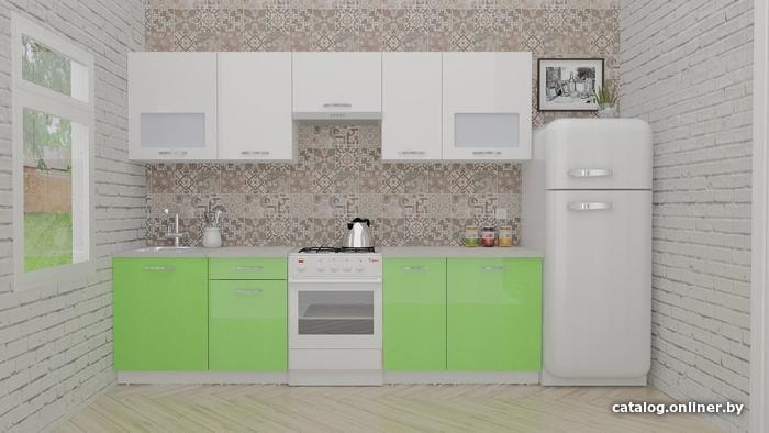

Готовая кухня ВерсоМебель ЭкоЛайт-6 2.8 (белый/яблоко)