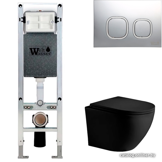 

Унитаз WeltWasser Merzbach 004 MT-BL + Amberg 350 ST + Amberg RD-CR (черный матовый/хром)