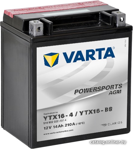 

Мотоциклетный аккумулятор Varta Powersport AGM YTX16-BS 514 902 022 (14 А·ч)