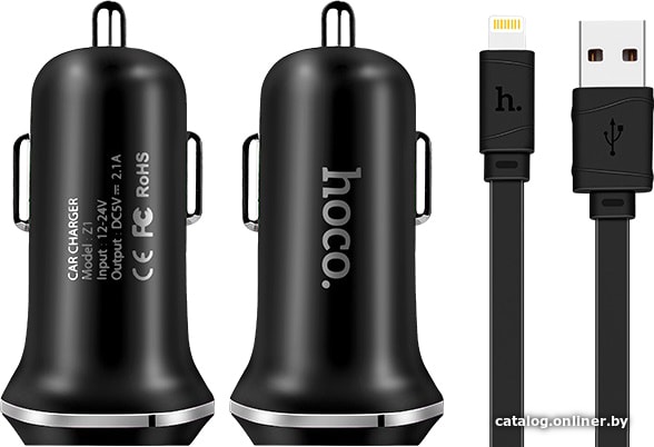 

Автомобильное зарядное Hoco Z1 Lightning (черный)