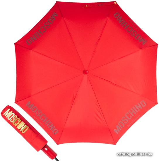 

Складной зонт Moschino 8021-OCC New Metal Logo Red