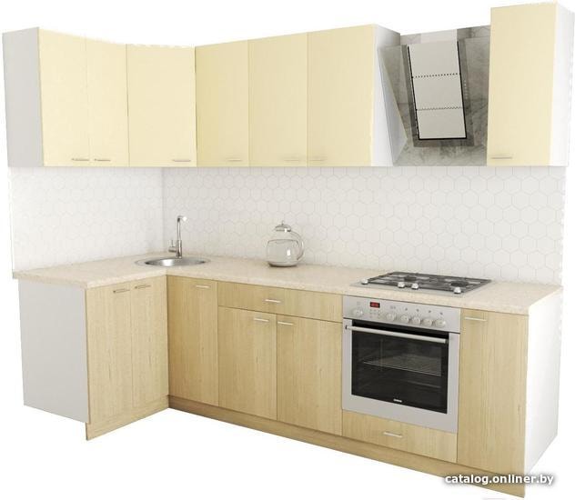 

Готовая кухня Хоум Лайн Луиза Люкс 1200x2700 угловой (флитвуд шампань/ваниль)