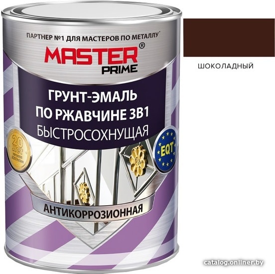 

Грунт-эмаль Master Prime По ржавчине 3 в 1 быстросохнущая 2 л (шоколадный)