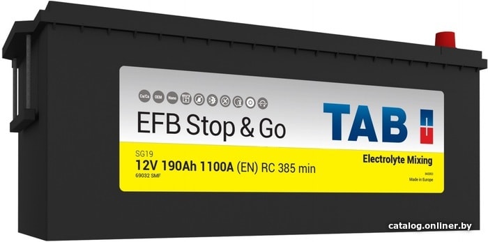 

Автомобильный аккумулятор TAB EFB Stop&Go SG19 (190 А·ч)
