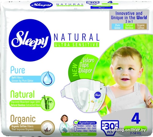 

Подгузники Sleepy Natural 4 Maxi 7-14 кг Jumbo Pack (30 шт)