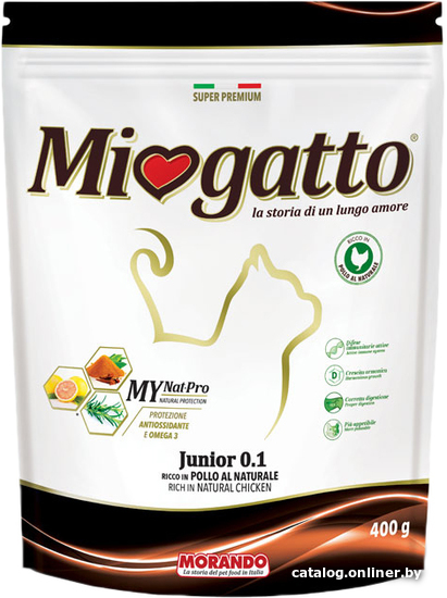 

Сухой корм для кошек Miogatto Junior 0.1 Chicken 400 г