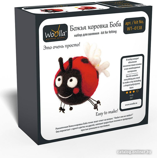 

Набор для создания поделок/игрушек Woolla WT-0138 Божья коровка Боба набор для валяния