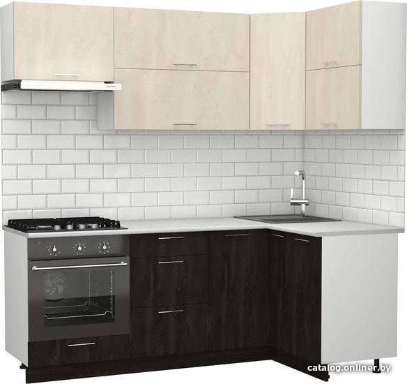 

Готовая кухня S-Company Клео крафт 1.2x2.1 правая (угольный камень/шелковый камень)