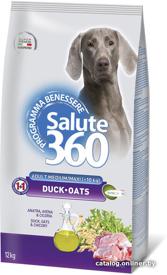 

Сухой корм для собак Pet360 Salute 360 Dog Adult Medium/Maxi с уткой и овсом 12 кг