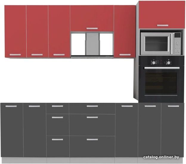 

Готовая кухня Интерлиния Мила Лайт 2.4 ВТ без столешницы (красный/антрацит)
