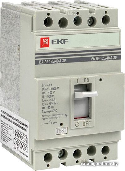 

Выключатель автоматический EKF PROxima ВА-99 12540А 3P 25кА mccb99-125-40