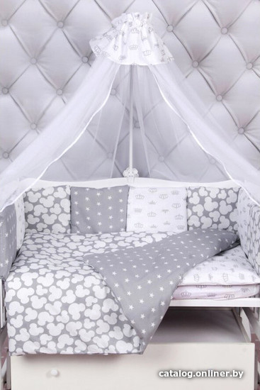 

Бампер в кроватку Amarobaby Silver (12 подушек, серый)